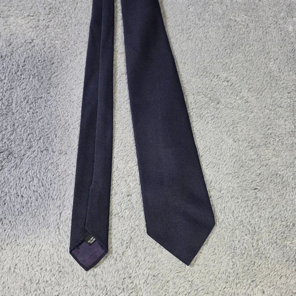 J.W.‎ Toiletries Ltd Mens OS Necktie Navy Blue Solid Twill Polyester Classic Tie